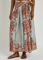 Zimmermann Aster Scarf Printed Silk Midi Skirt Blue