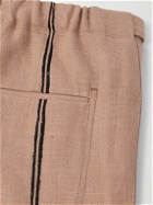 Zegna - Wide-Leg Belted Striped Oasi Lino Shorts - Brown