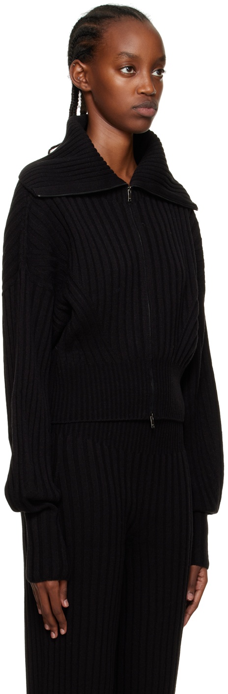 DRAE Black Zip-Up Sweater
