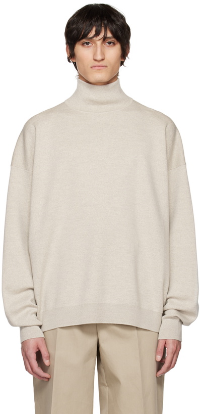 Photo: Fear of God Beige Lightweight Turtleneck