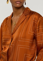 Toteme Logo-embroidered Silk-satin Shirt Terracotta