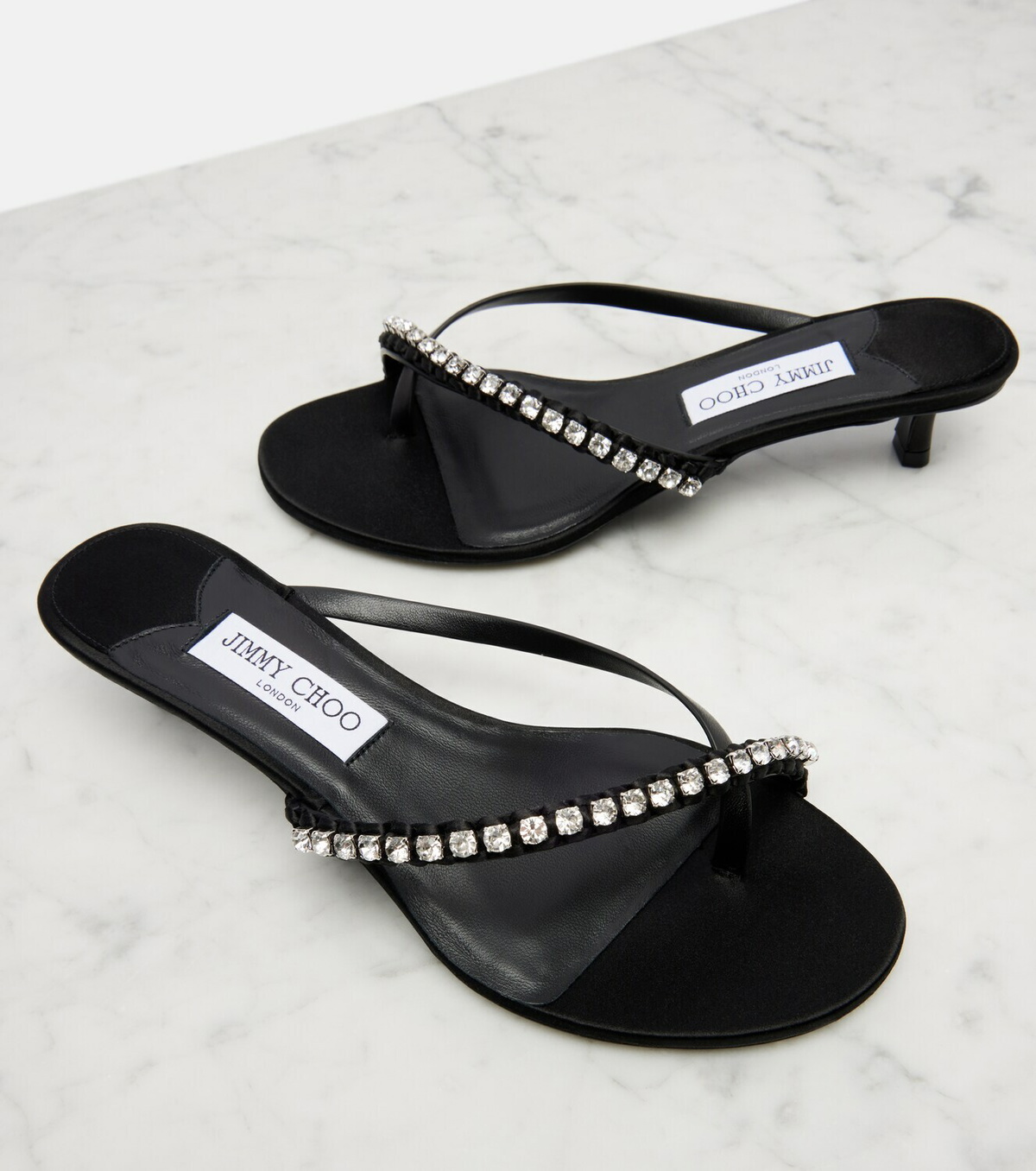 Jimmy Choo Dila 35 leather and satin thong sandals