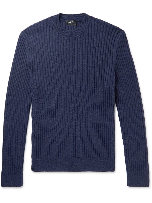 Photo: A.P.C. - Fabien Ribbed-Knit Sweater - Blue