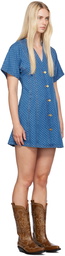 GANNI Blue Polka Dot Denim Minidress