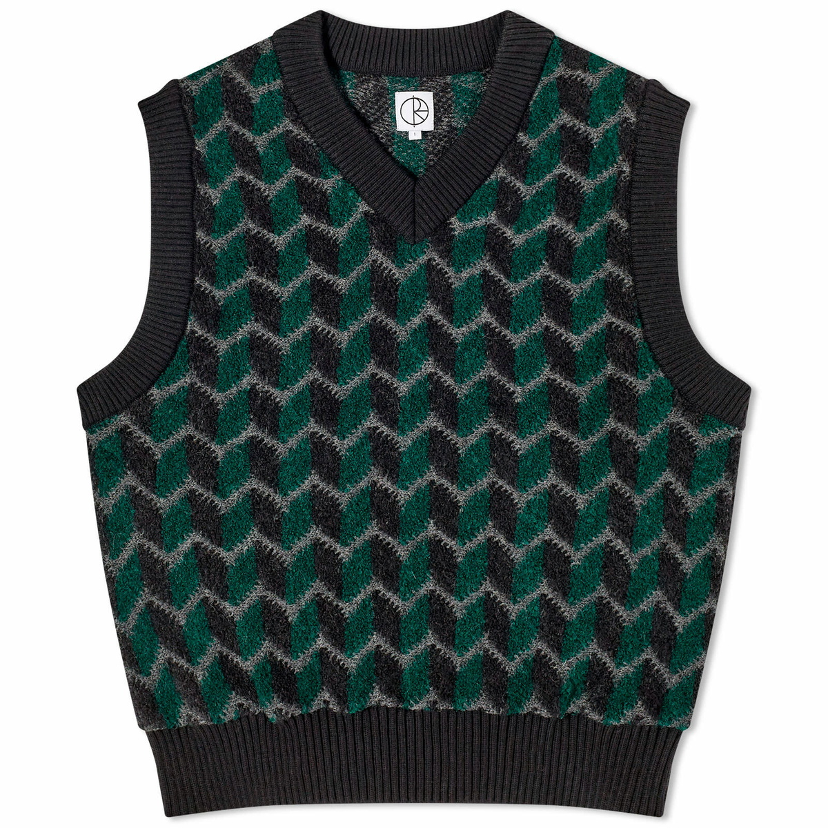 Polar Skate Co. Men's Zig Zag Knit Vest in Black/Dark Teal