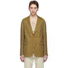 Dries Van Noten Brown and Yellow Bareno Blazer