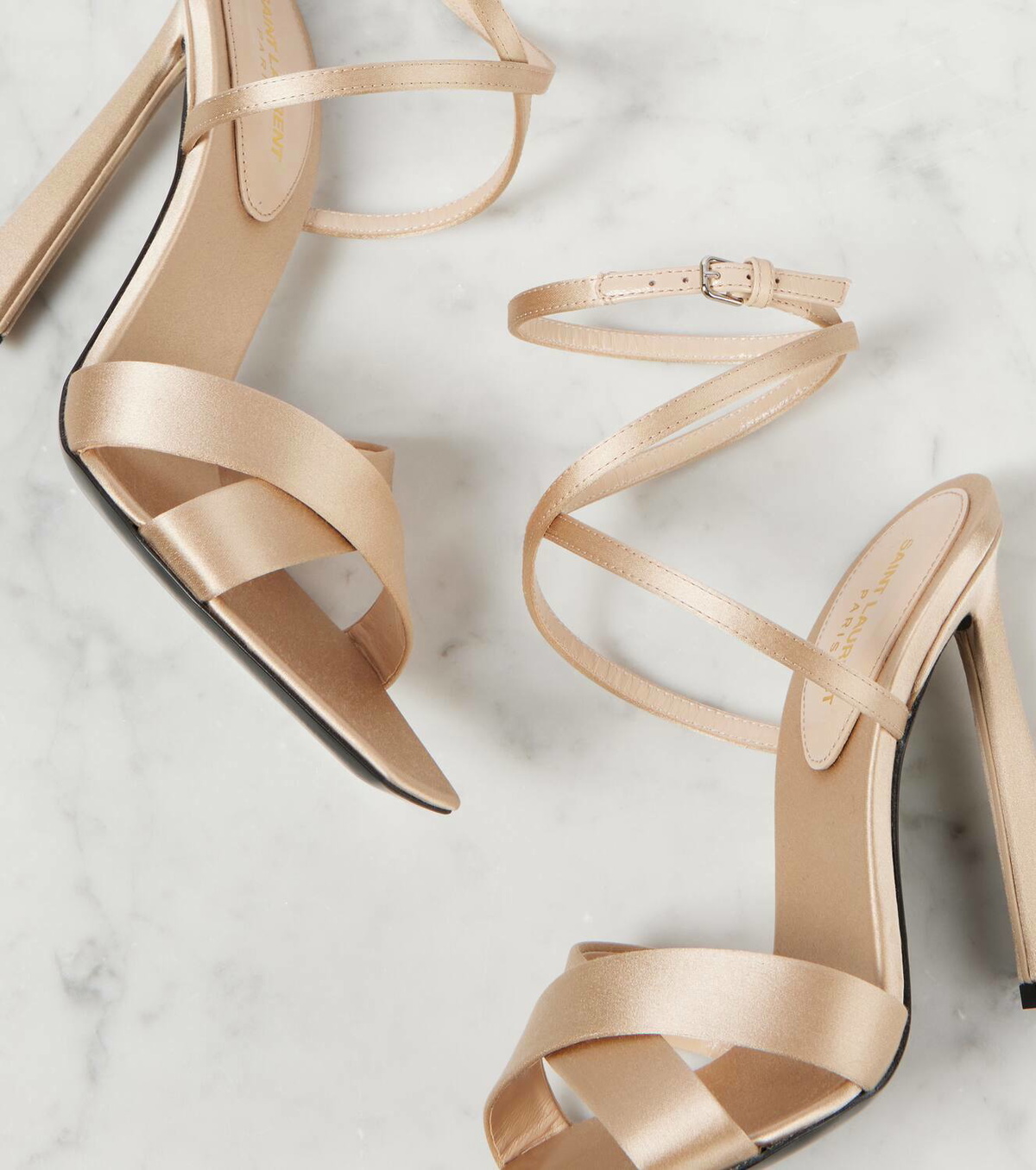 サンダル・ミュール Saint Laurent 'Carine' sandals Corinne 110 satin crêpe sandals in black - Saint Laurent