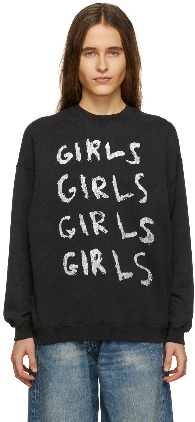 R13 Black Girls Girls Oversized Sweatshirt R13