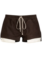 Rick Owens Fog Boxers Suede Shorts Dark Brown