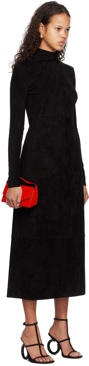 Ferragamo Black Backless Leather Maxi Dress Salvatore Ferragamo