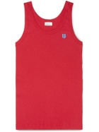 SCHIESSER - Friedrich Logo-Appliquéd Ribbed Cotton-Jersey Tank Top - Red