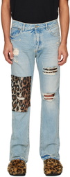 Palm Angels Blue Animalier Patch Jeans