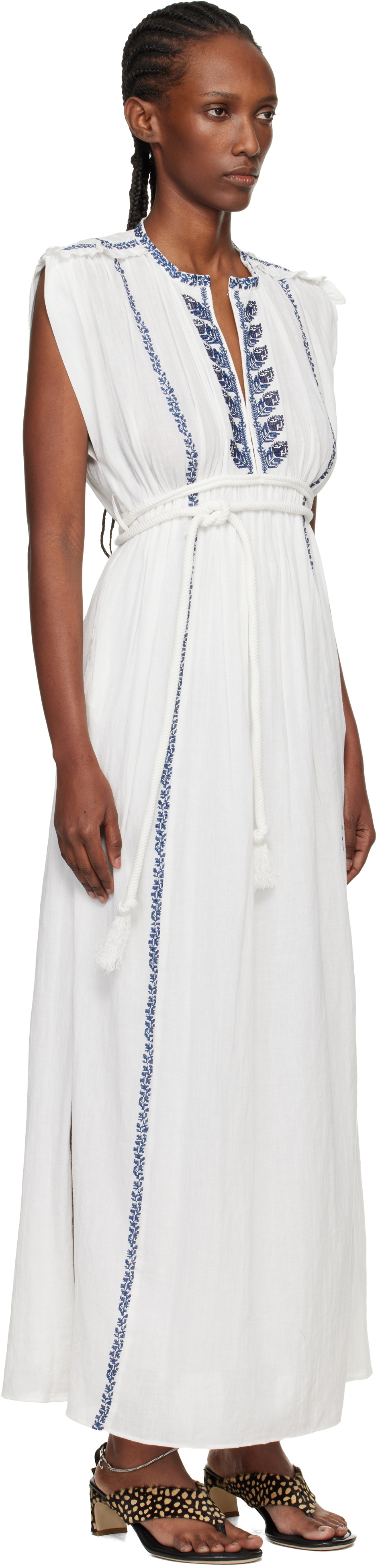 Isabel Marant Etoile White Liviane Summer Embroidered Long Dress