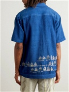 SMR Days - Paraiso Camp-Collar Embroidered Cotton Shirt - Blue