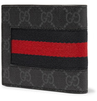 Gucci - Webbing-Trimmed Monogrammed Coated-Canvas Billfold Wallet - Black