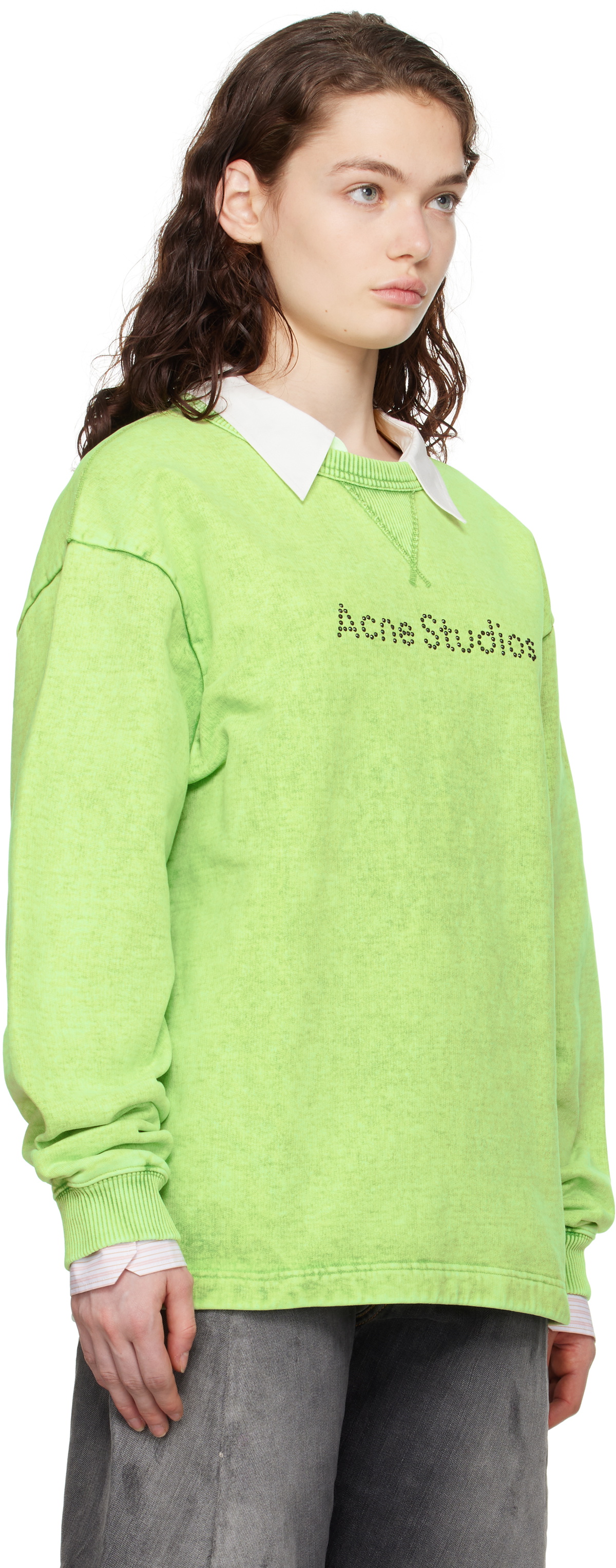 Acne Studios Green Logo Stud Sweatshirt