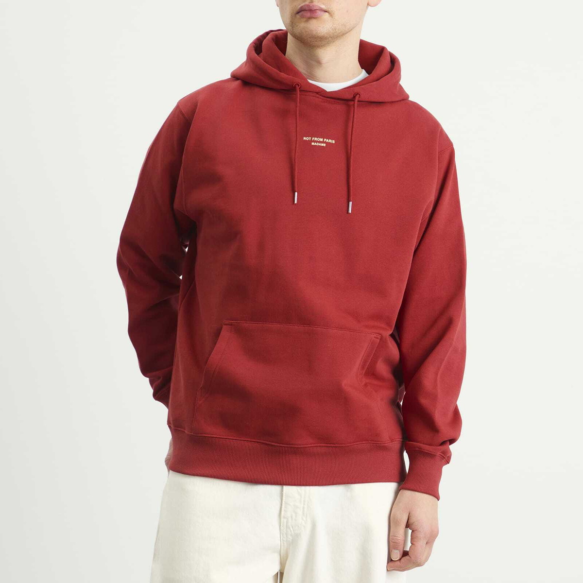 Drôle de Monsieur Men's Classic Slogan Hoodie in Dark Red