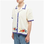 Bode Men's Applique Fruit Bunch Vacation Shirt in White Multi