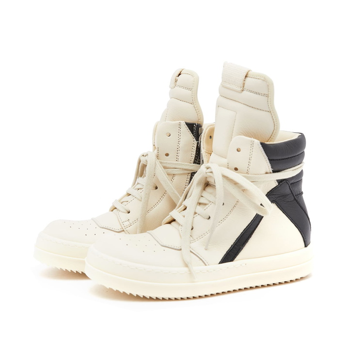 Photo: Rick Owens Men's BabyGeo Geobasket Sneakers in Milk/Black