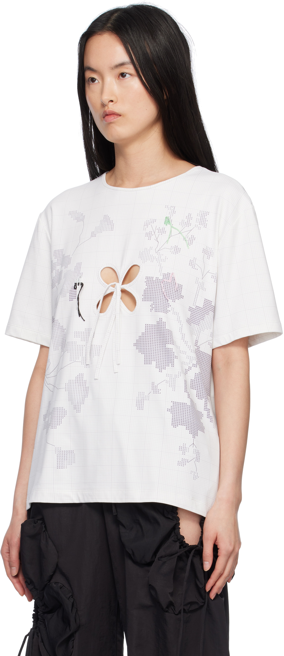 J.Kim White Embroidery Scheme Petal T-shirt