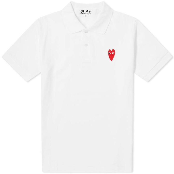 Photo: Comme des Garçons Play Men's Large Heart Polo Shirt in White