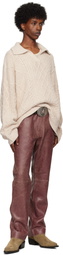 GUESS USA Burgundy Crackle Leather Pants