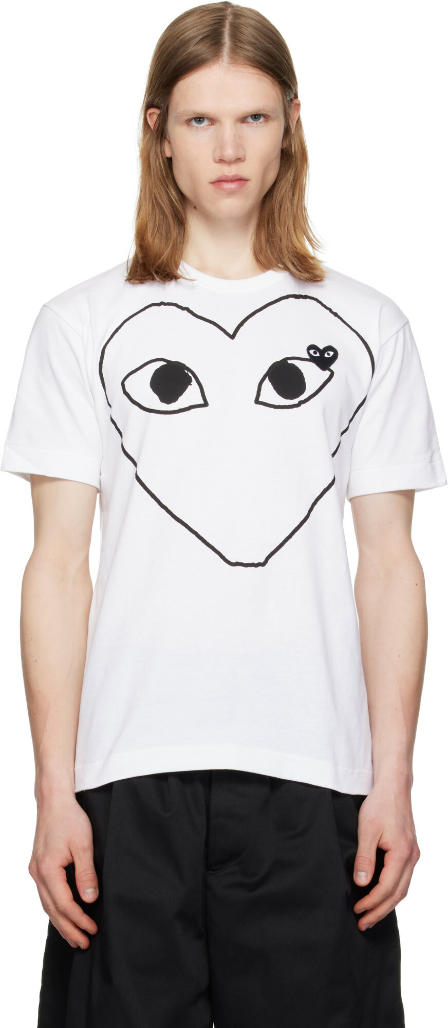 COMME des GARÇONS PLAY White Outline Heart T-shirt