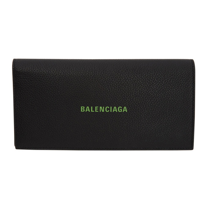 Photo: Balenciaga Black and Green Folded Continental Wallet