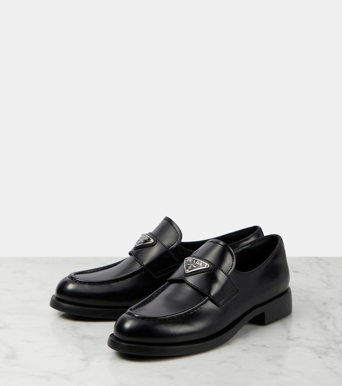 Prada Logo leather loafers