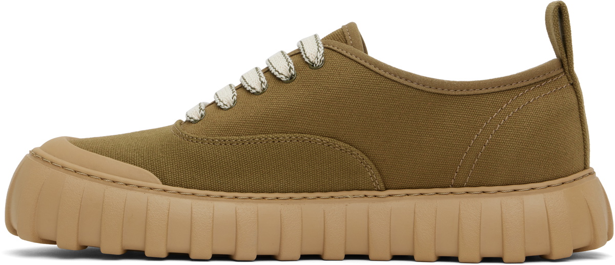 AMI Paris Khaki Cotton Low Top Tempo Canvas Sneakers