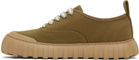 AMI Paris Khaki Cotton Low Top Tempo Canvas Sneakers