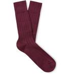 John Smedley - Omega Merino Wool-Blend Socks - Burgundy