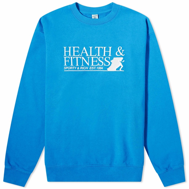 Photo: Sporty & Rich Men's Fitness Motion Crew Sweat in Royal Blue/White