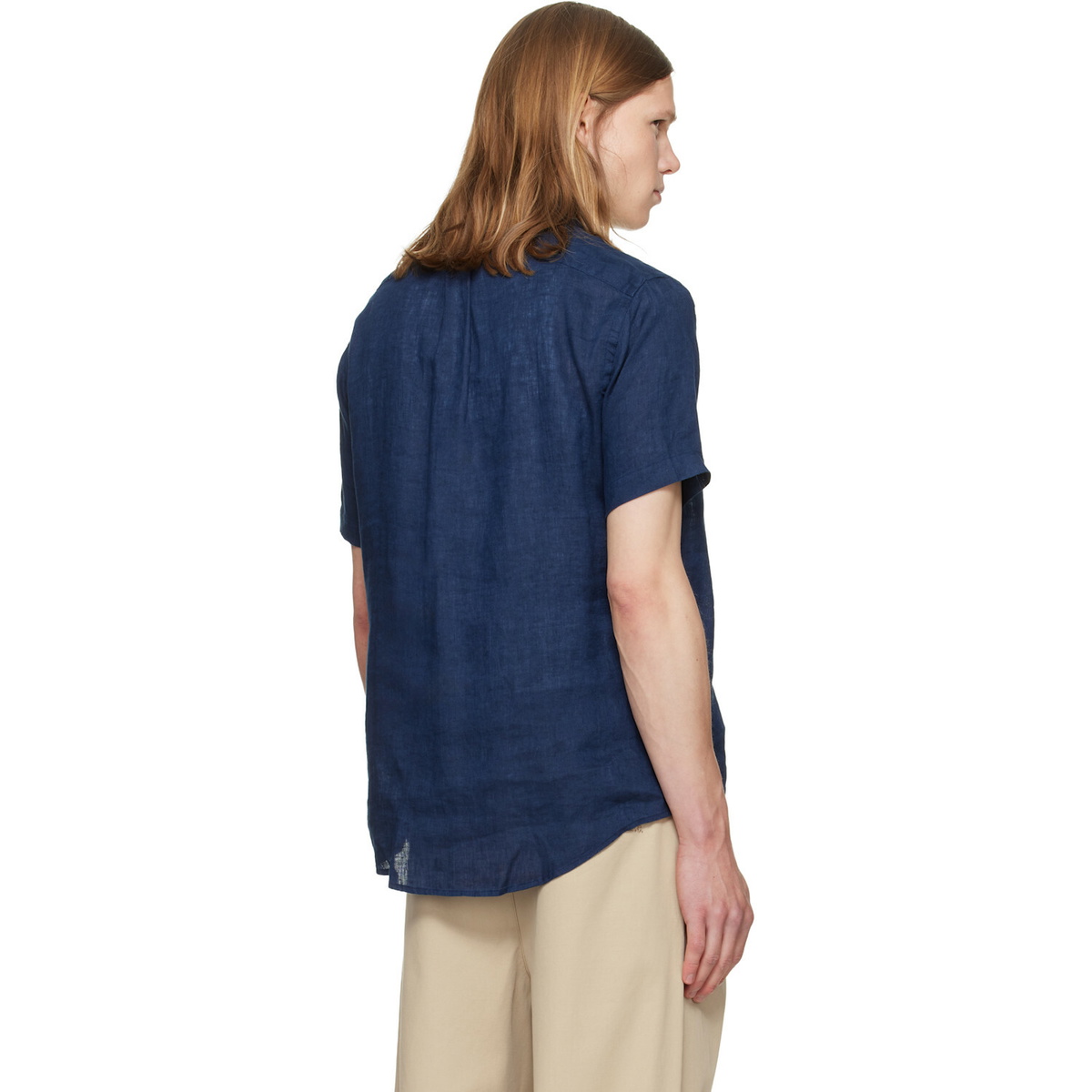 Polo Ralph Lauren Navy Linen Short Sleeve Sport Shirt