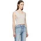 Amo Off-White Rib Crop Tank Top