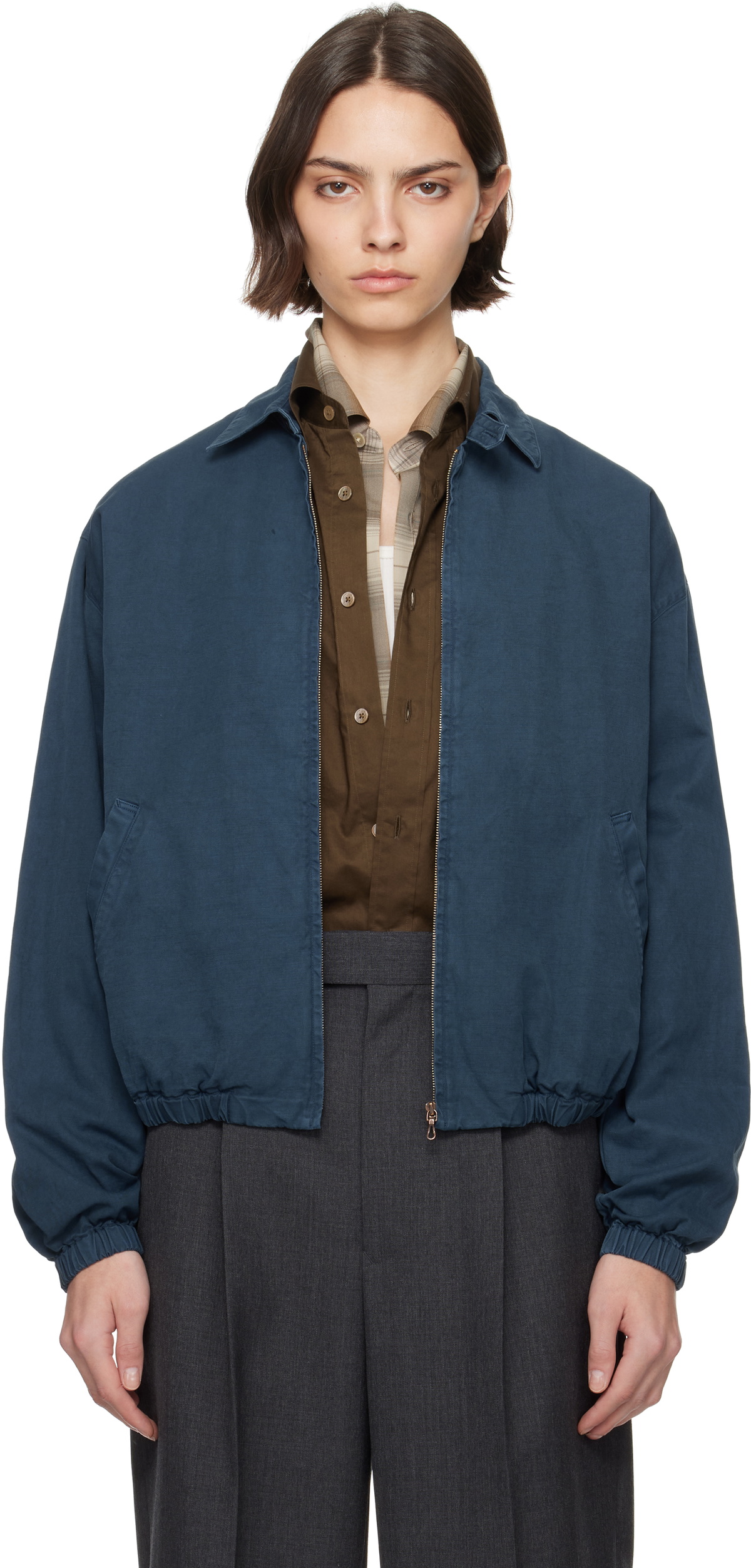 Wool Melton Short Blouson in Top Brown