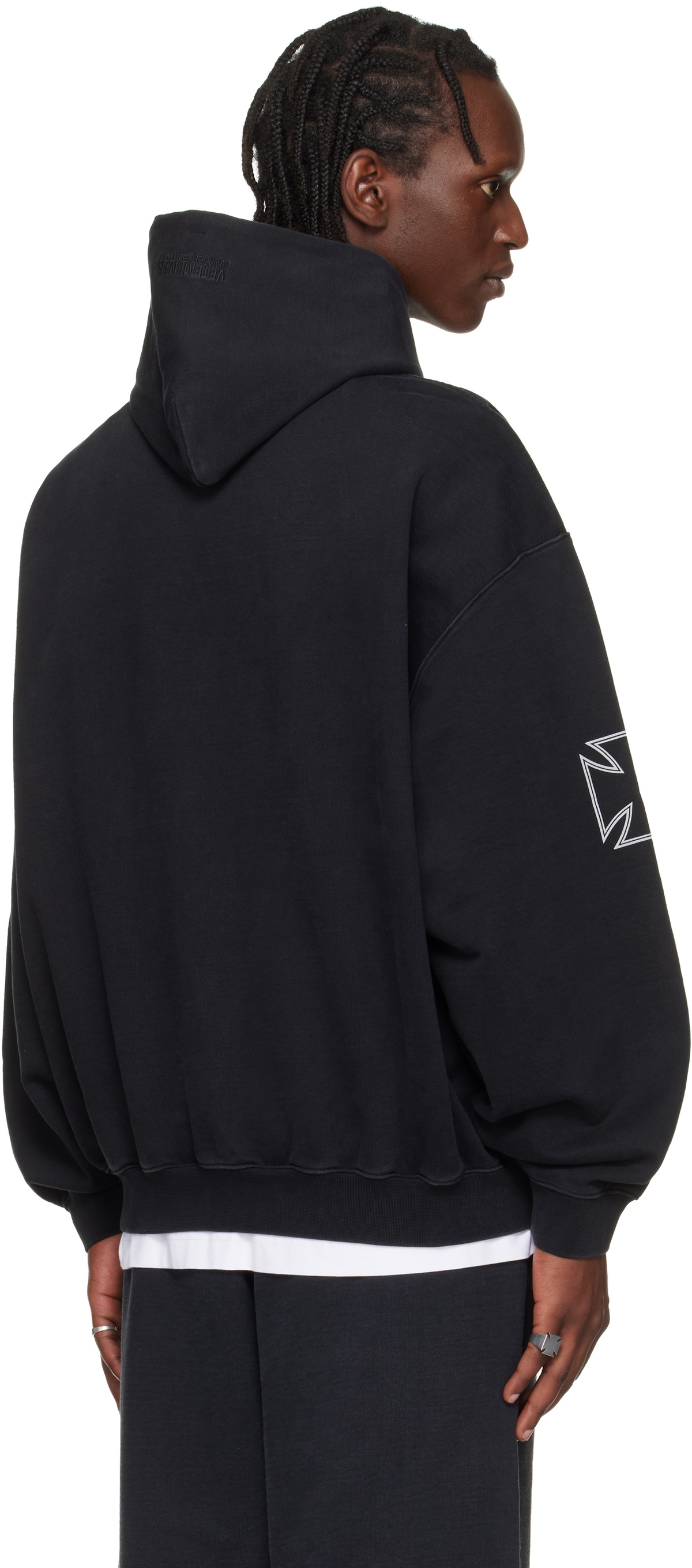 VETEMENTS Black Triple Biker Cross Logo Hoodie