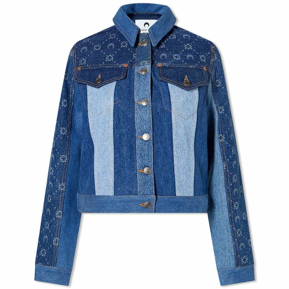 Moonogram Patchwork Denim Jacket in Blue - Marine Serre