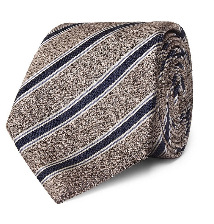 Photo: Canali - 8cm Striped Textured-Silk Tie - Men - Beige
