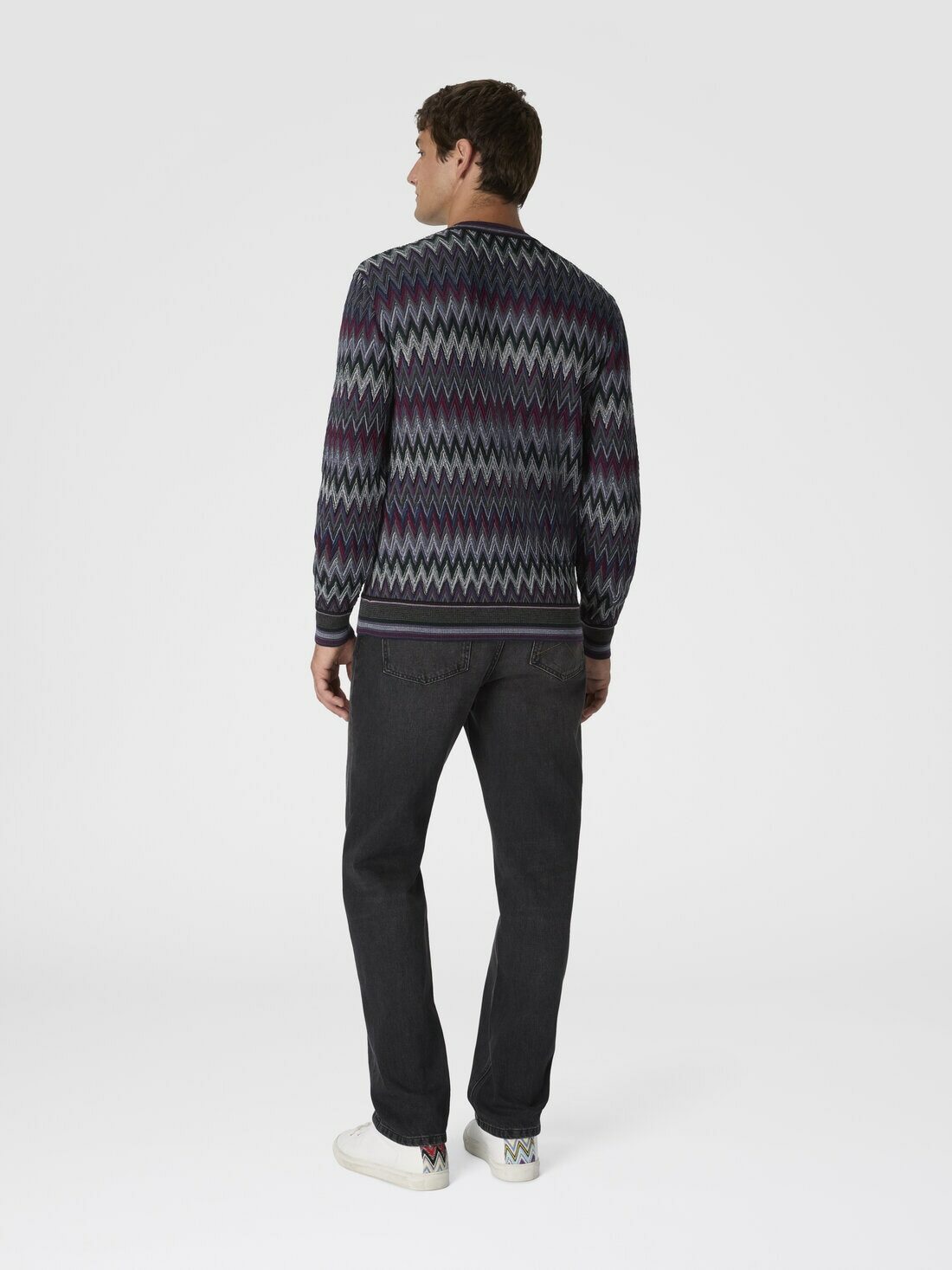 Missoni - Crew neck sweater with 3d zigzag pattern, Men, Multicoloured