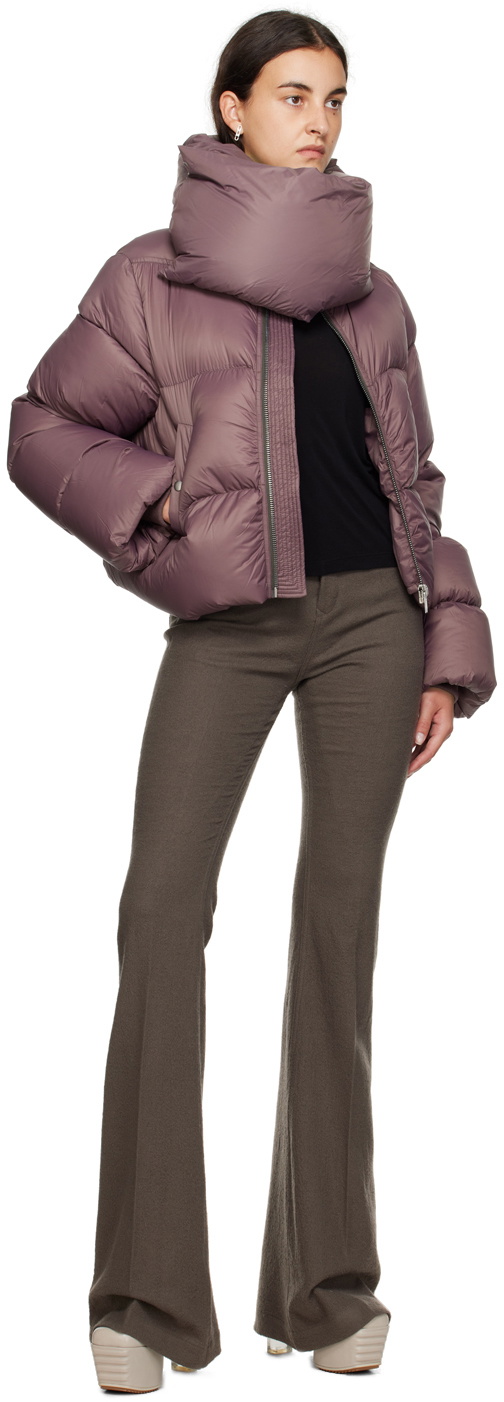 Rick Owens Purple Funnel Neck Down Jacket