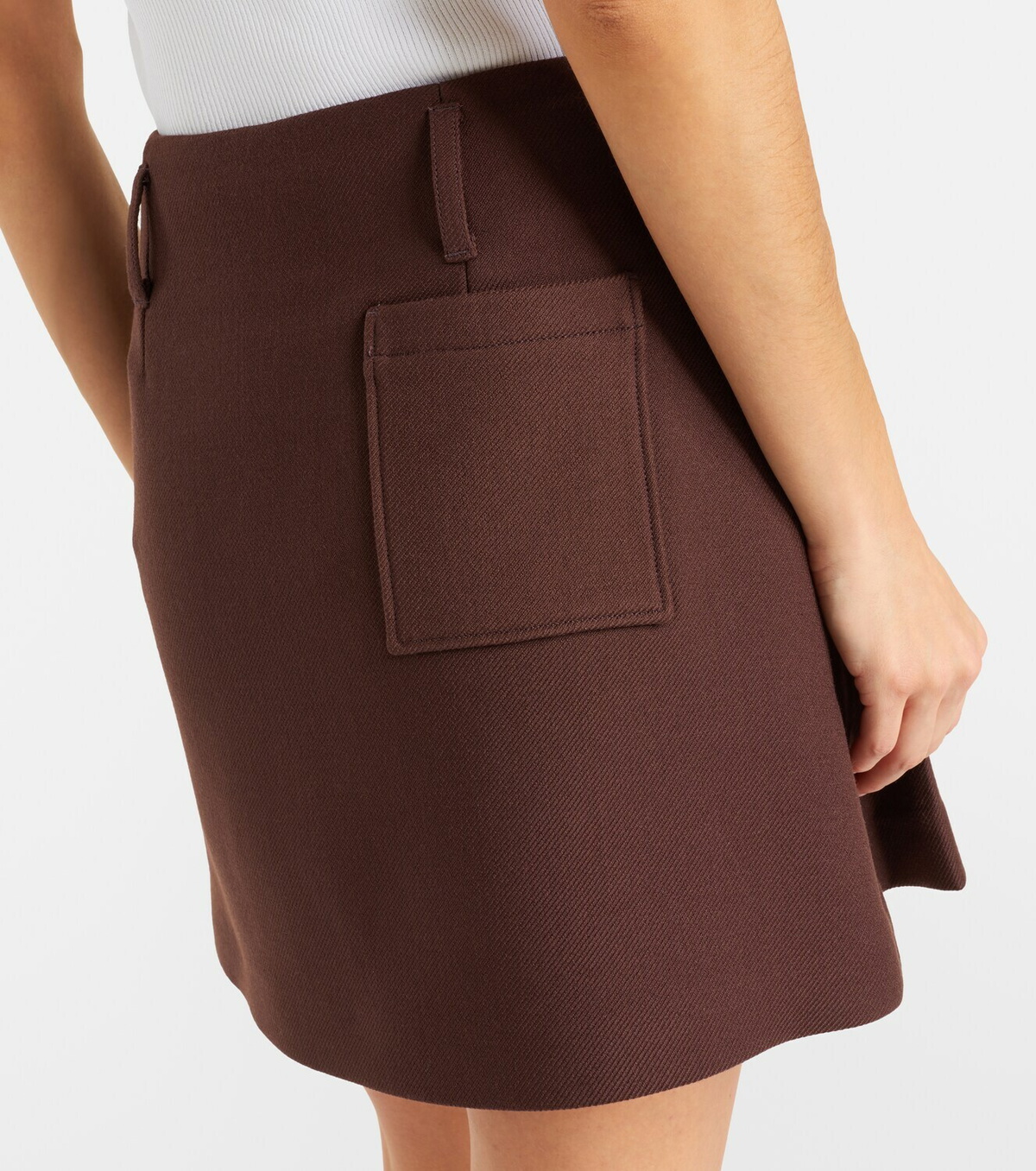Loewe Leather-trimmed pleated wool and silk miniskirt