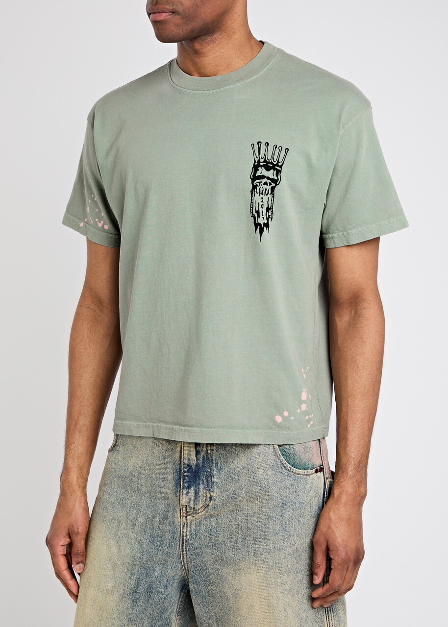 Warren Lotas Dark Feast Printed Cotton T-shirt Grey