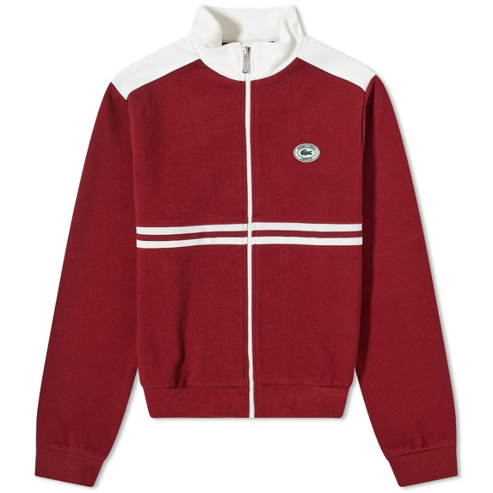 Photo: Sporty & Rich x Lacoste Pique Track Jacket in Pinot/Farine