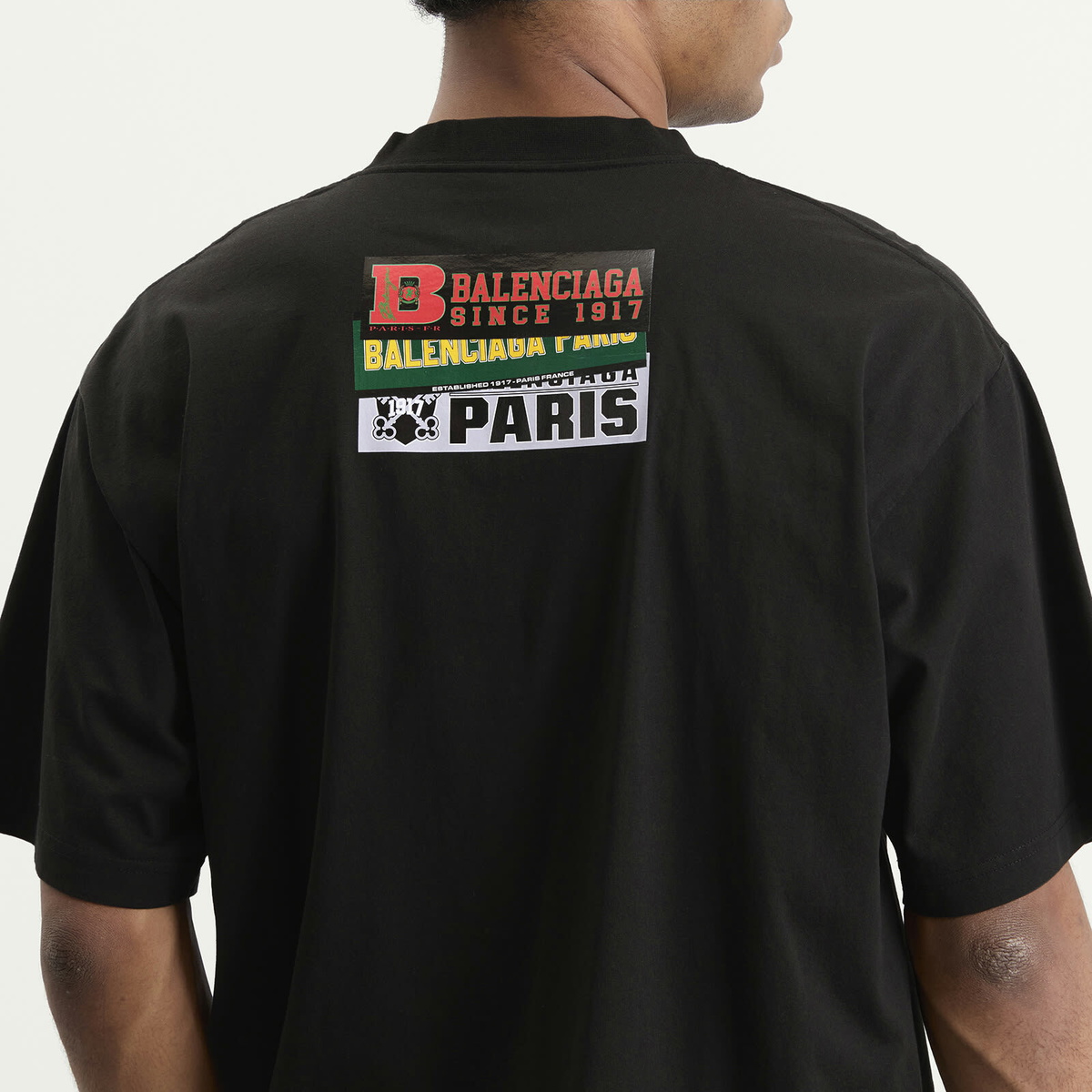 Balenciaga Men's Bumper Stickers T-Shirt in Black