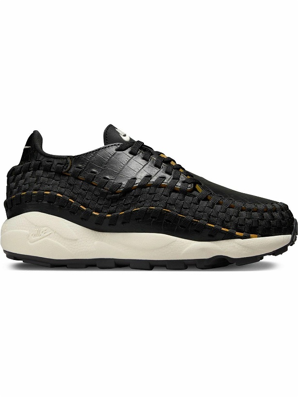 Photo: Nike - Air Footscape Stretch-Knit and Croc-Effect Leather Sneakers - Black