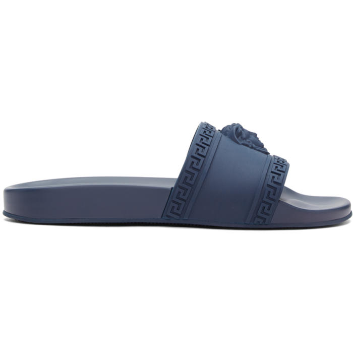 Versace Navy Medusa Pool Slides Versace