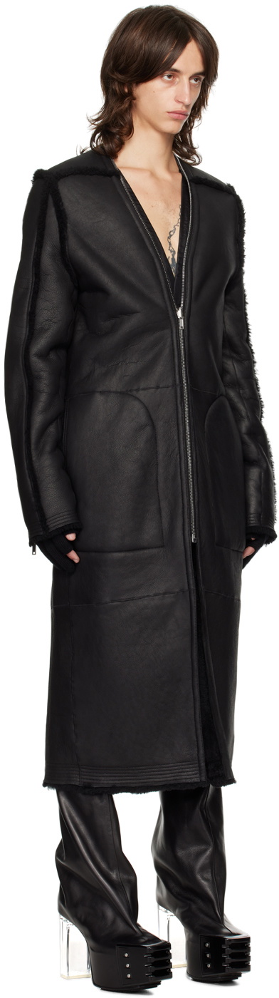 Rick Owens Black Porterville Klaus Reversible Shearling Jacket