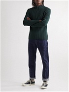 Sunspel - Slim-Fit Ribbed Merino Wool Half-Zip Sweater - Green