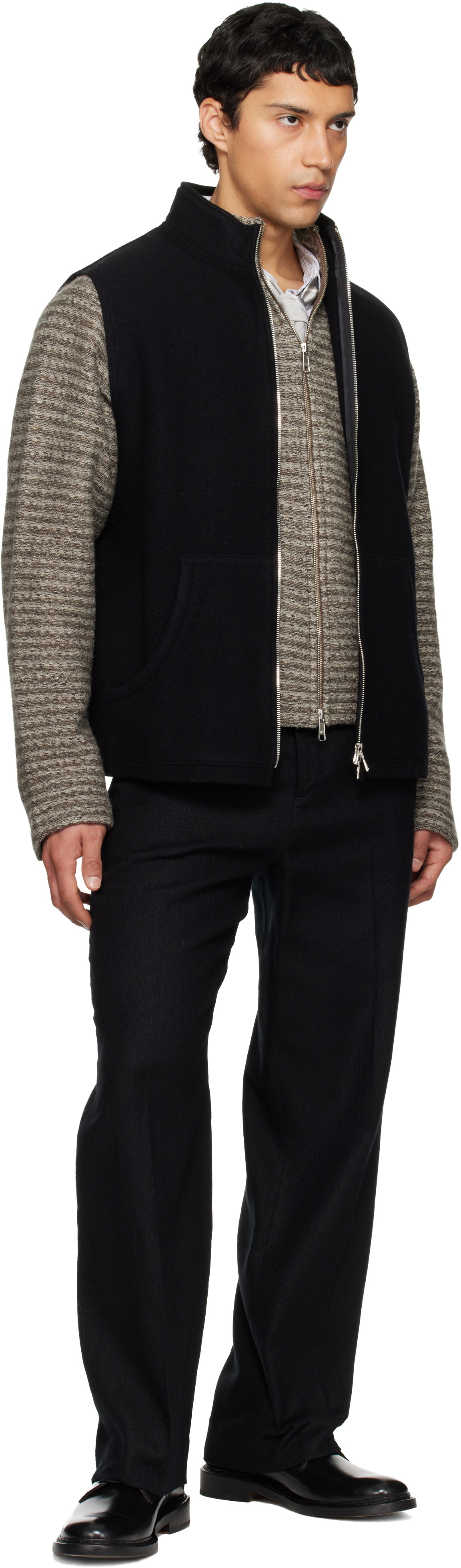 Rier Black Fleece Full Zip Vest